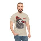Model wearing the sand Sloth Boop Christmas T-Shirt