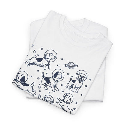 Space dogs astronaut graphic tee, additional product view of the navy astronaut dog print