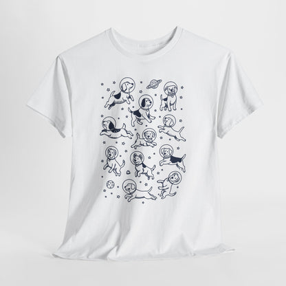 Space dogs astronaut graphic tee, additional product view of the navy astronaut dog print