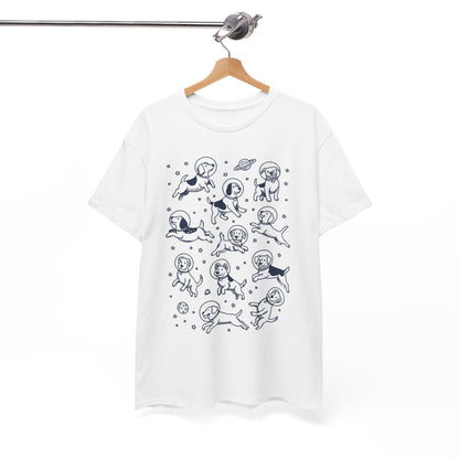 Space dogs astronaut graphic tee, additional product view of the navy astronaut dog print