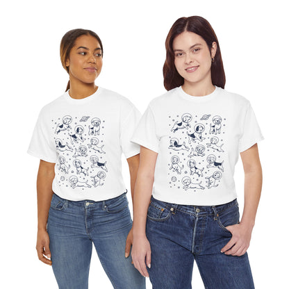 Space dogs astronaut graphic tee, additional product view of the navy astronaut dog print