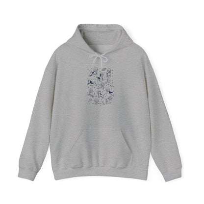 Sport grey space dogs astronaut hoodie with navy astronaut dog and star print