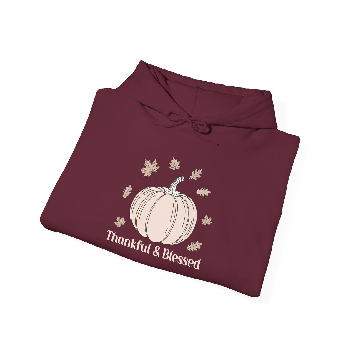 Thankful & Blessed Pumpkin Hoodie, folded