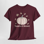 Thankful & Blessed Pumpkin T-Shirt, flat lay