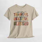 Thankful Grateful Blessed T-Shirt, flat lay