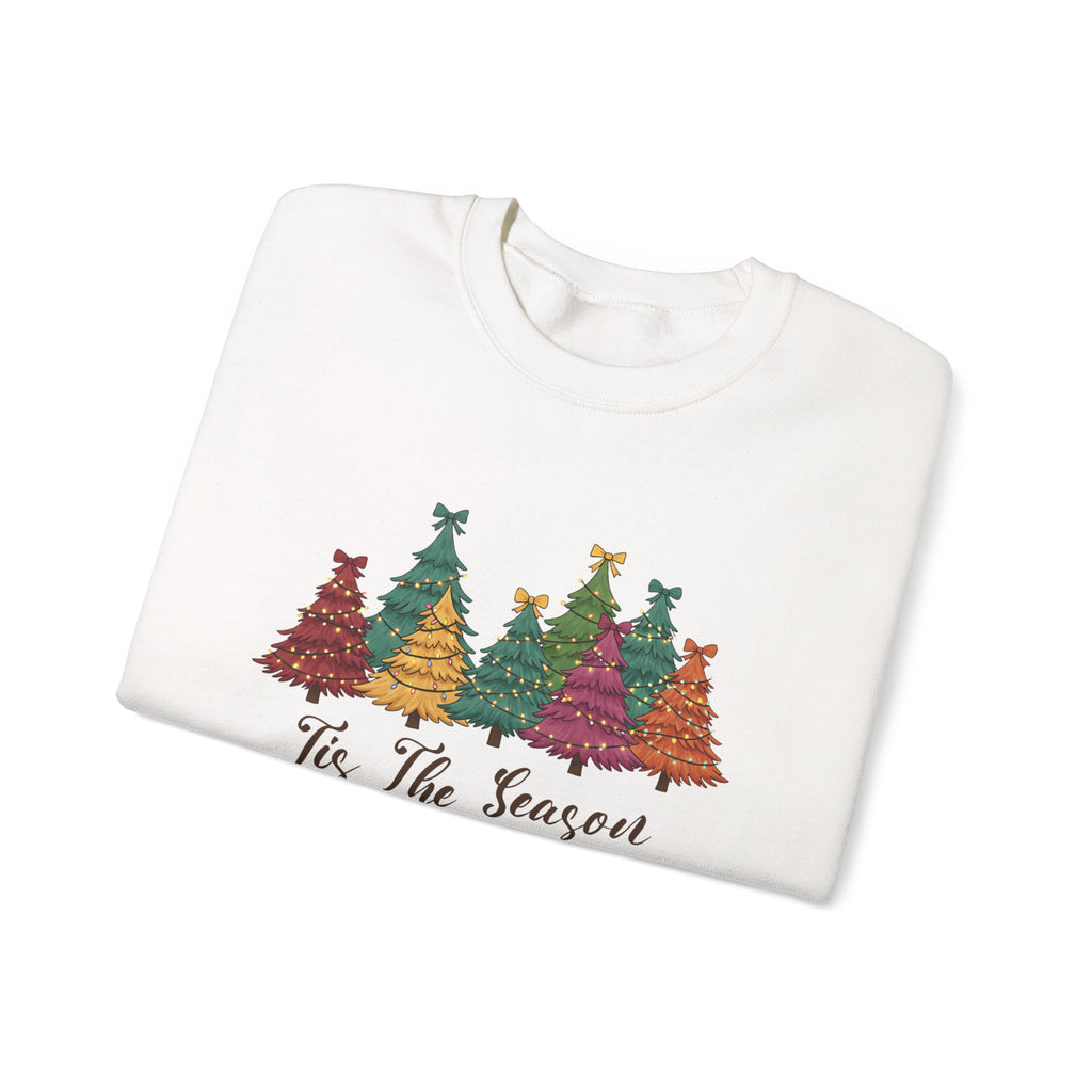 Tis The Season Christmas Trees Sweatshirt, folded