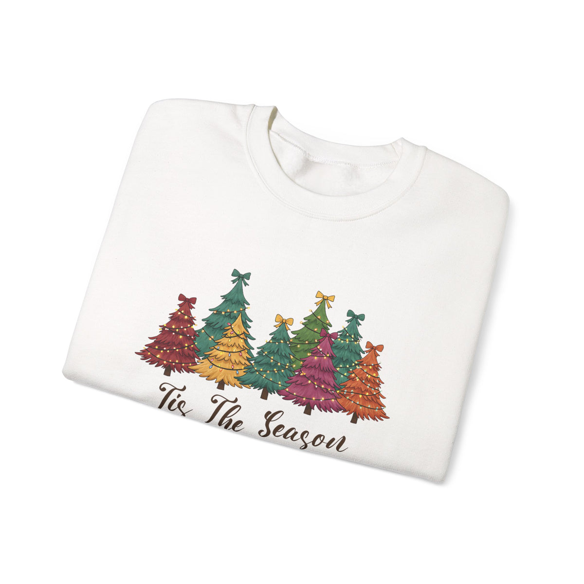 Tis The Season Christmas Trees Sweatshirt, folded