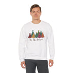 Model wearing the white Tis The Season Christmas Trees Sweatshirt