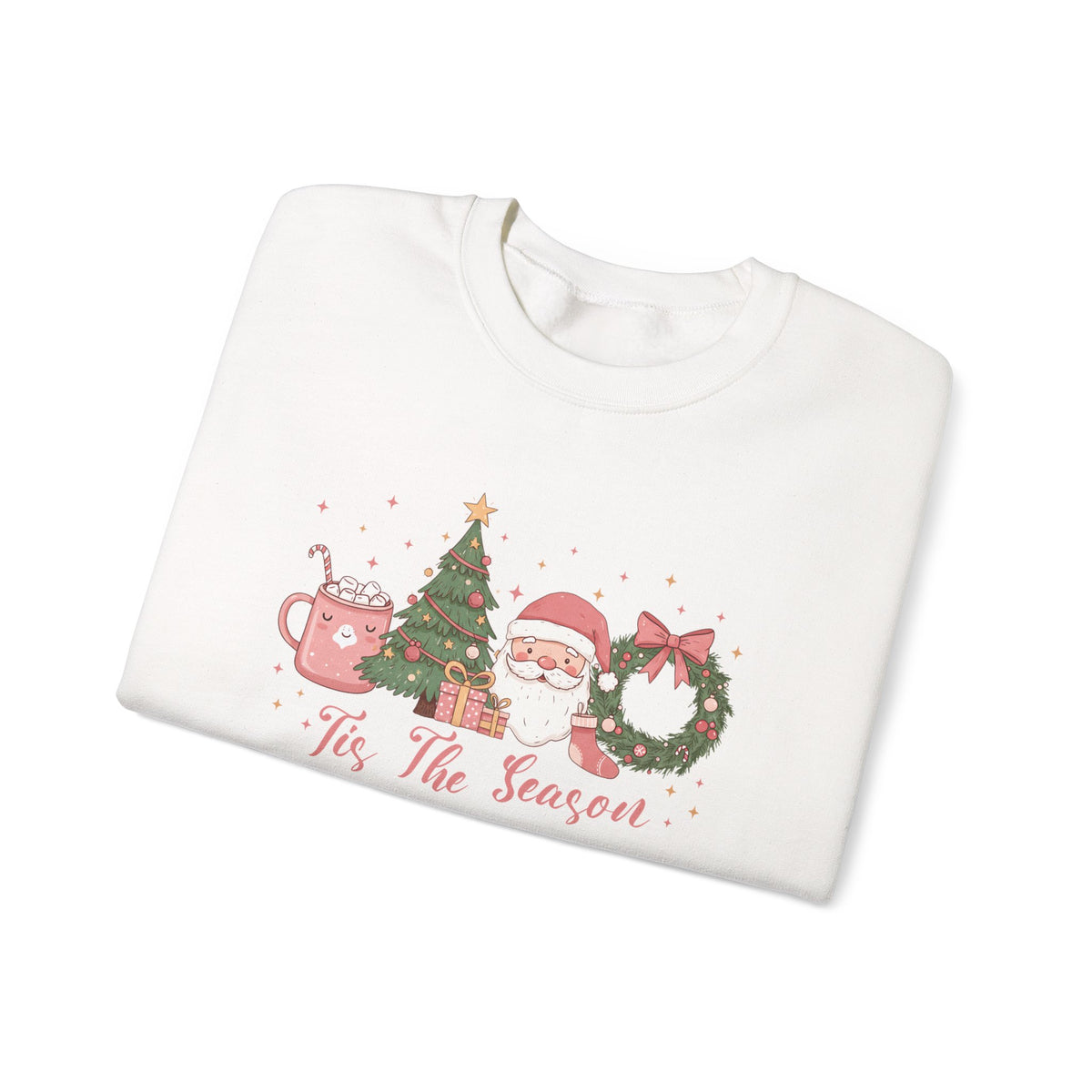 Tis The Season Cute Christmas Sweatshirt, folded