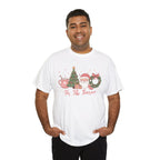 Model wearing the white Tis The Season Cute Christmas T-Shirt