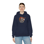 Model wearing the navy Turkey Boop Thanksgiving Hoodie