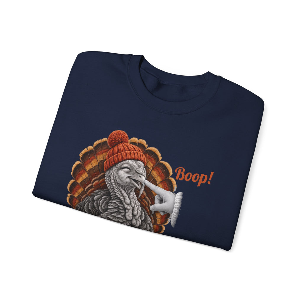 Turkey Boop Thanksgiving Sweatshirt, folded