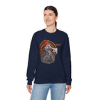 Model wearing the navy Turkey Boop Thanksgiving Sweatshirt