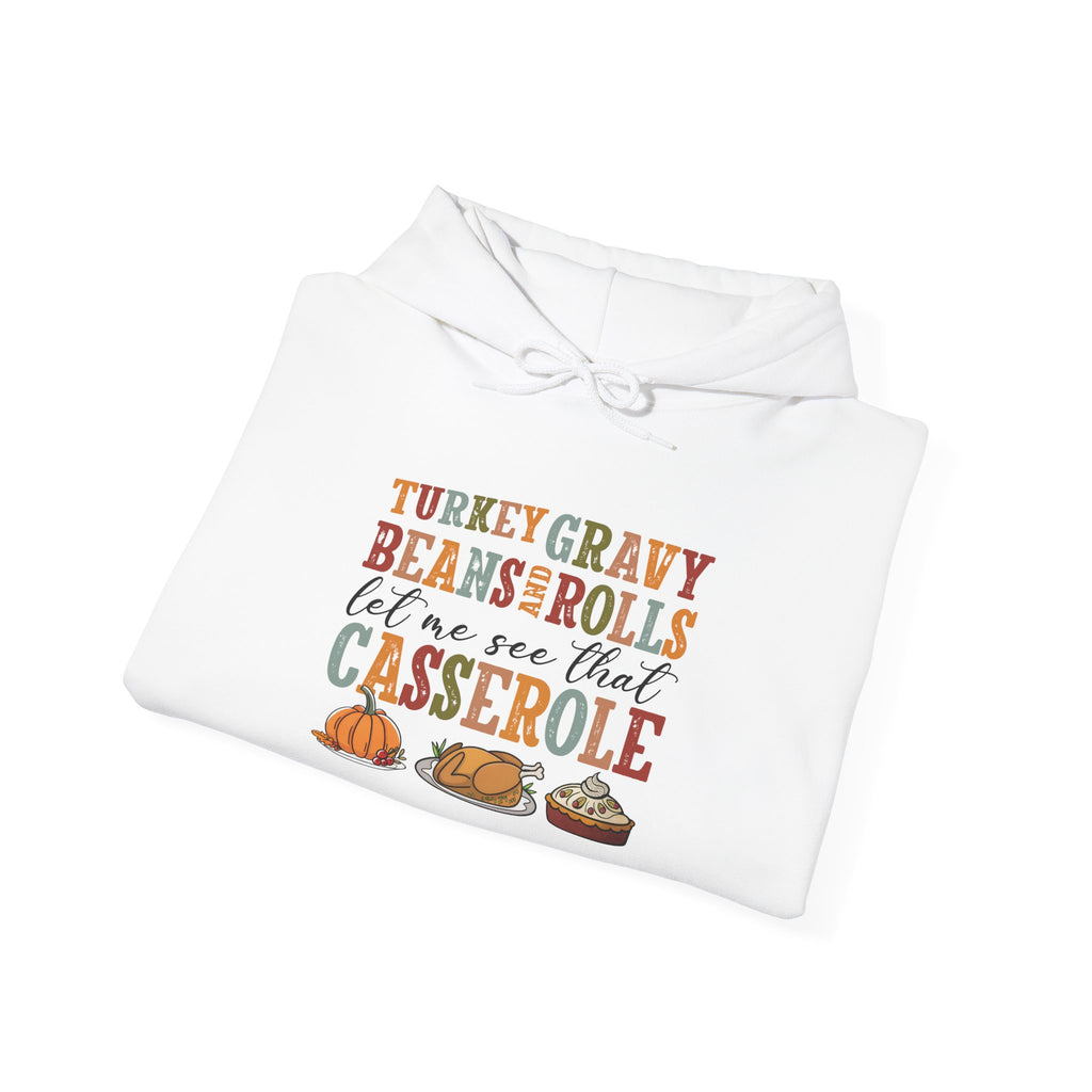Turkey Gravy Beans and Rolls Hoodie, folded