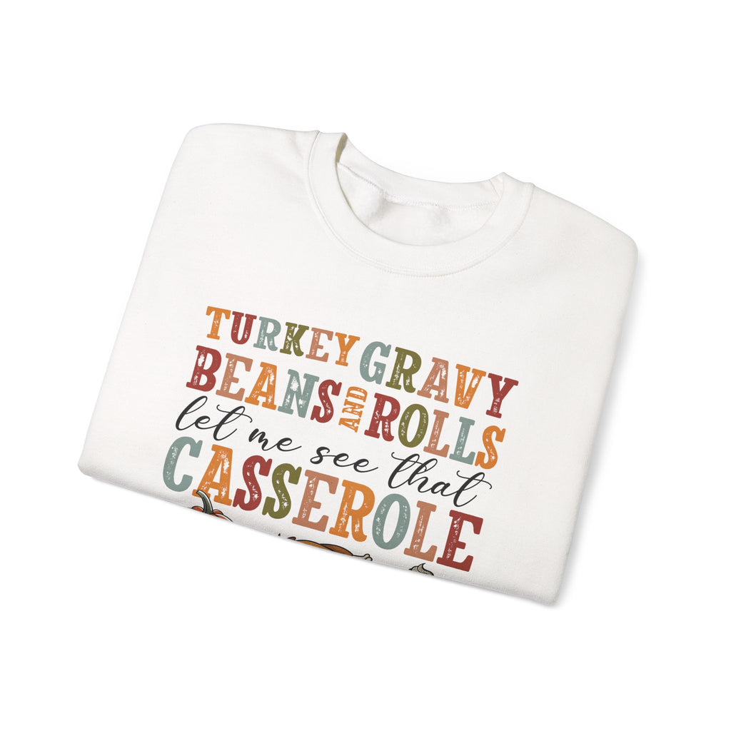 Turkey Gravy Beans and Rolls Sweatshirt, folded