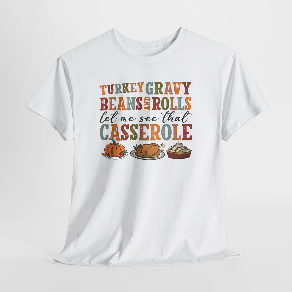 Turkey Gravy Beans and Rolls T-Shirt, flat lay