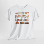 Turkey Gravy Beans and Rolls T-Shirt, flat lay
