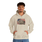 Model wearing the Veteran Same Oath Same Brotherhood Different Battlefield Hoodie