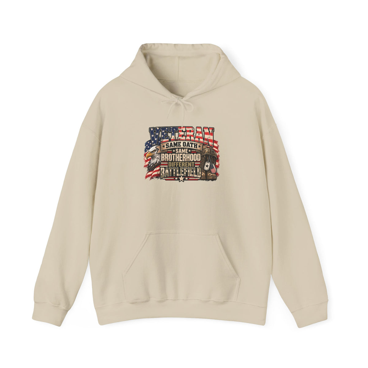 Sand Veteran Same Oath Same Brotherhood Different Battlefield Hoodie, front view