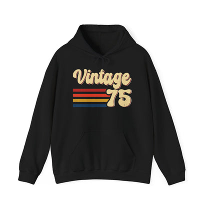Black Vintage 75 retro stripes hoodie, front view