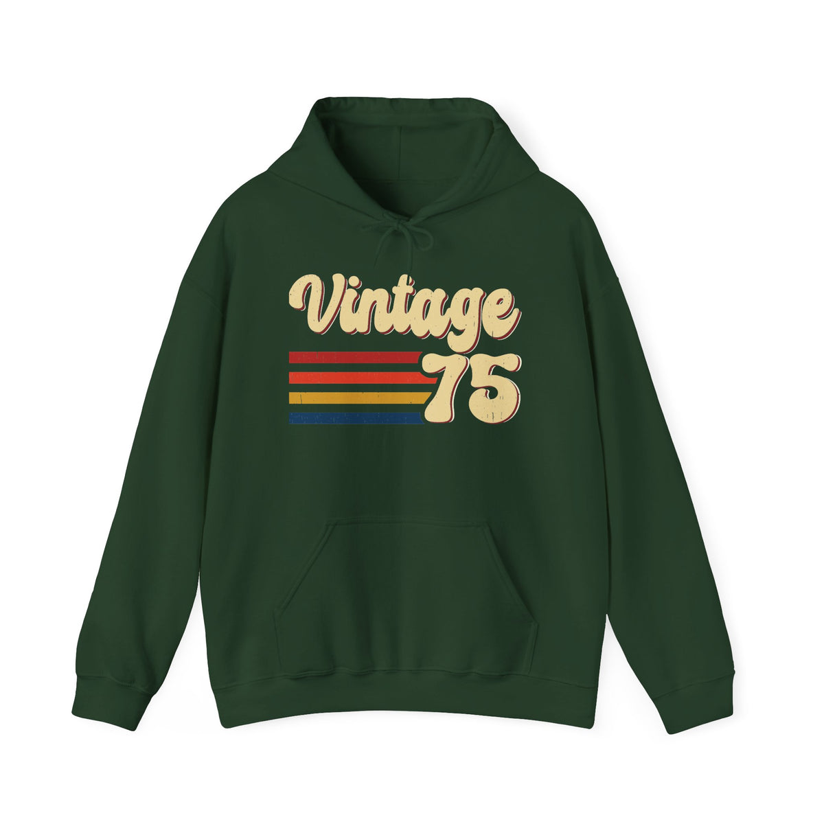 Forest Green Vintage 75 retro stripes hoodie, front view