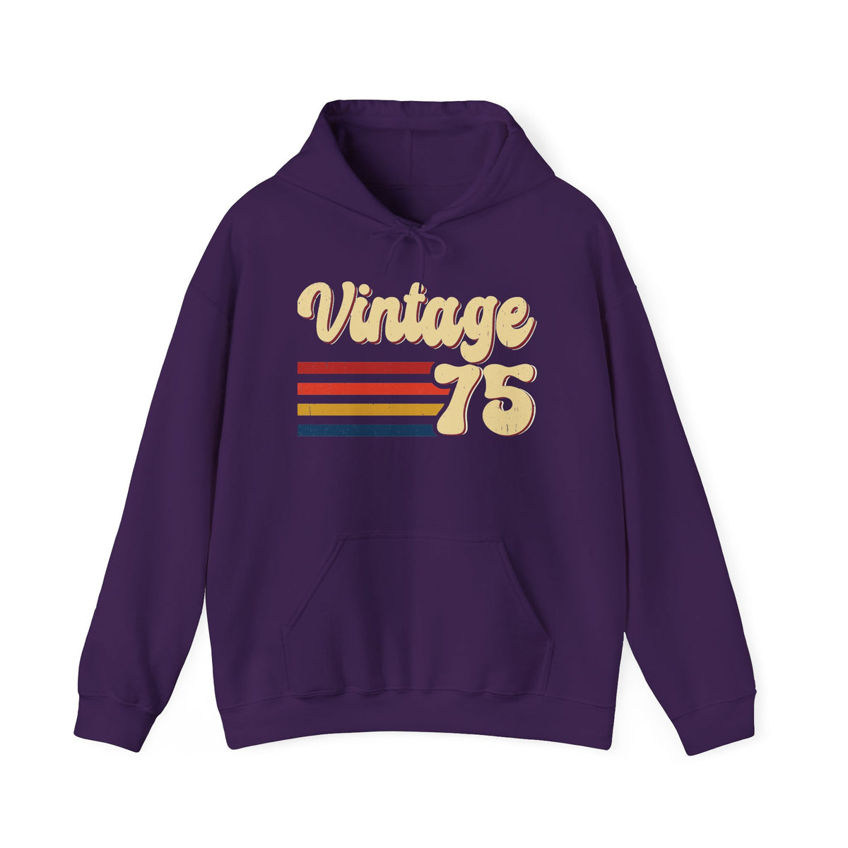 Purple Vintage 75 retro stripes hoodie, front view
