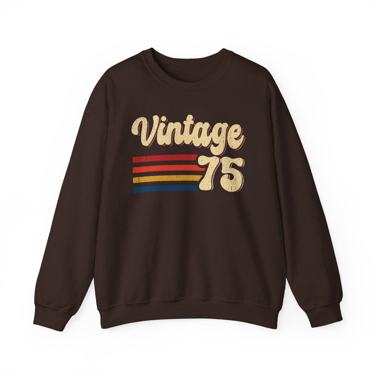 Dark Chocolate Vintage 75 retro stripes sweatshirt, front view