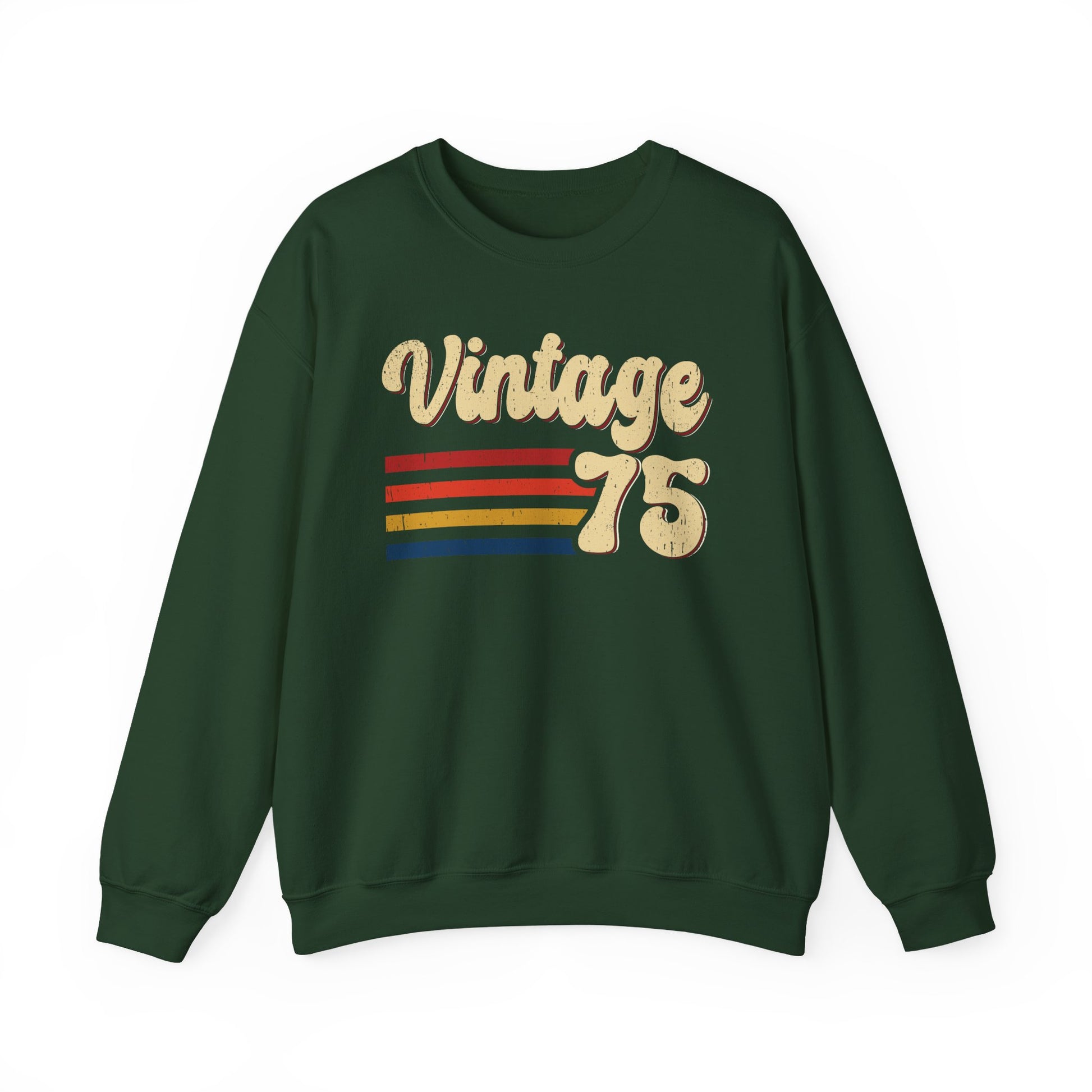Forest Green Vintage 75 retro stripes sweatshirt, front view