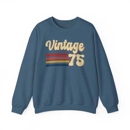 Indigo Blue Vintage 75 retro stripes sweatshirt, front view