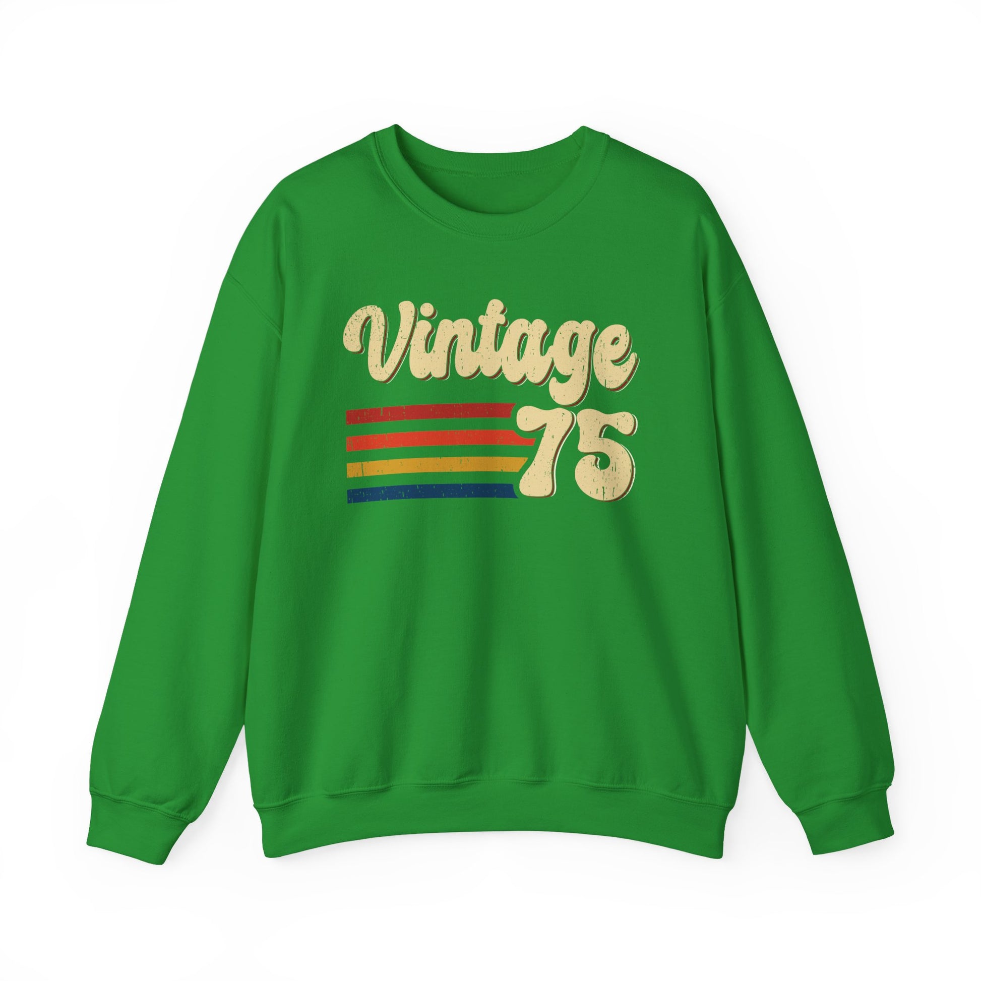 Irish Green Vintage 75 retro stripes sweatshirt, front view
