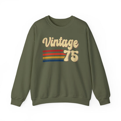 Military Green Vintage 75 retro stripes sweatshirt, front view