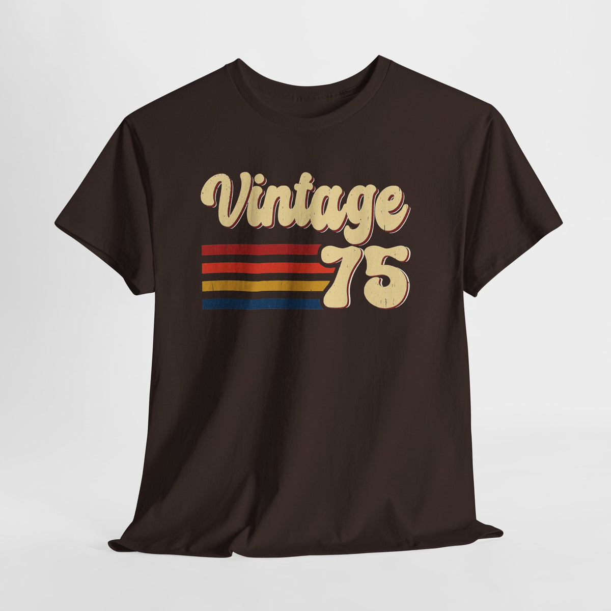 Vintage 75 retro stripes t-shirt, flat lay