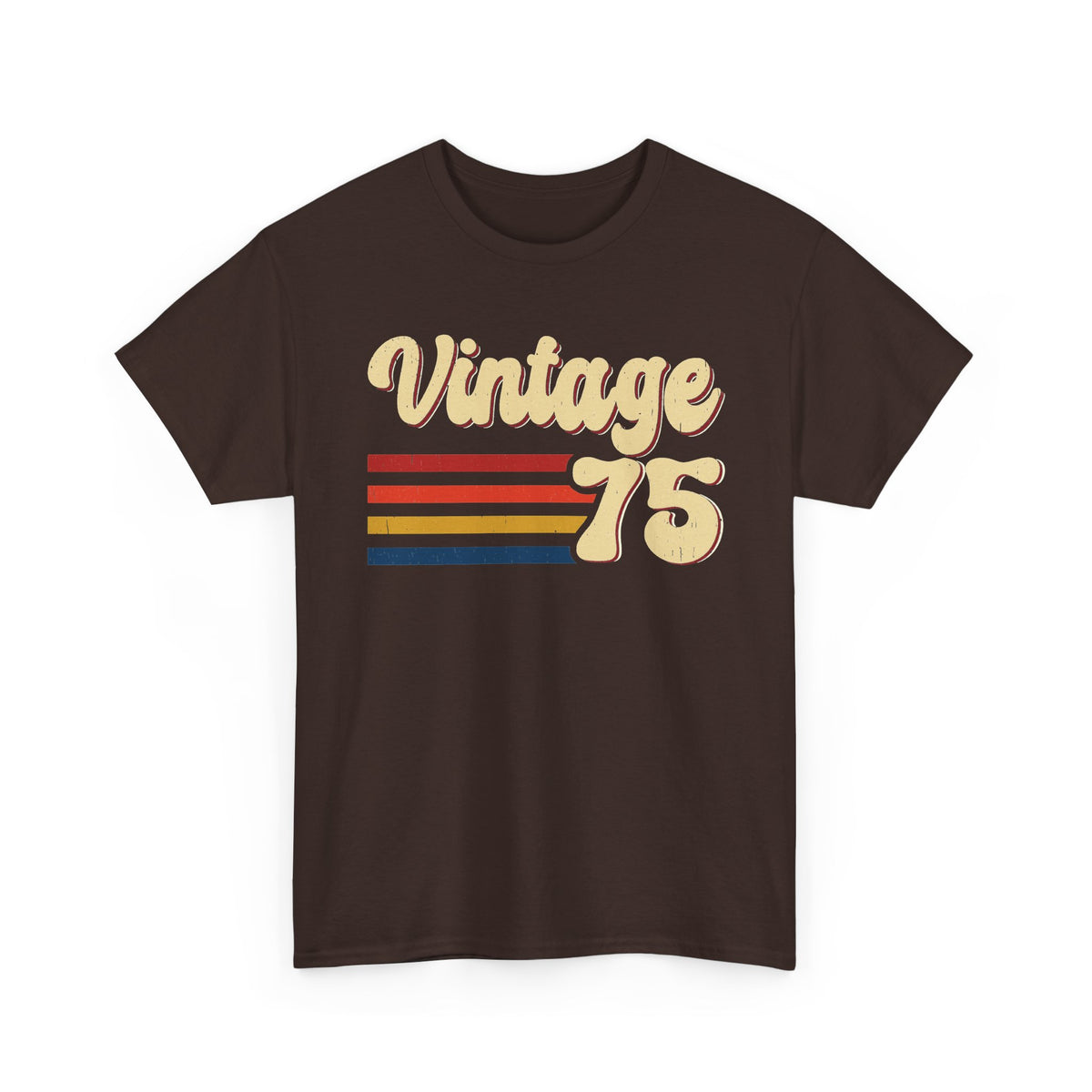 Dark Chocolate Vintage 75 retro stripes t-shirt, front view