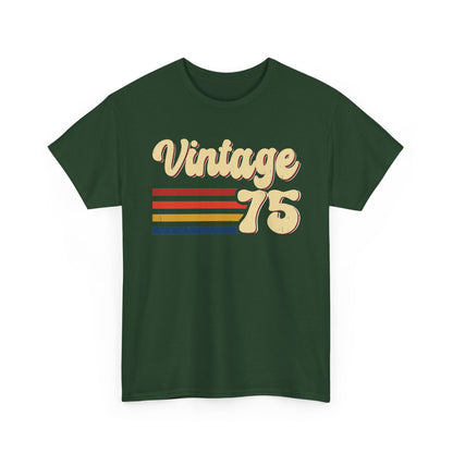 Forest Green Vintage 75 retro stripes t-shirt, front view
