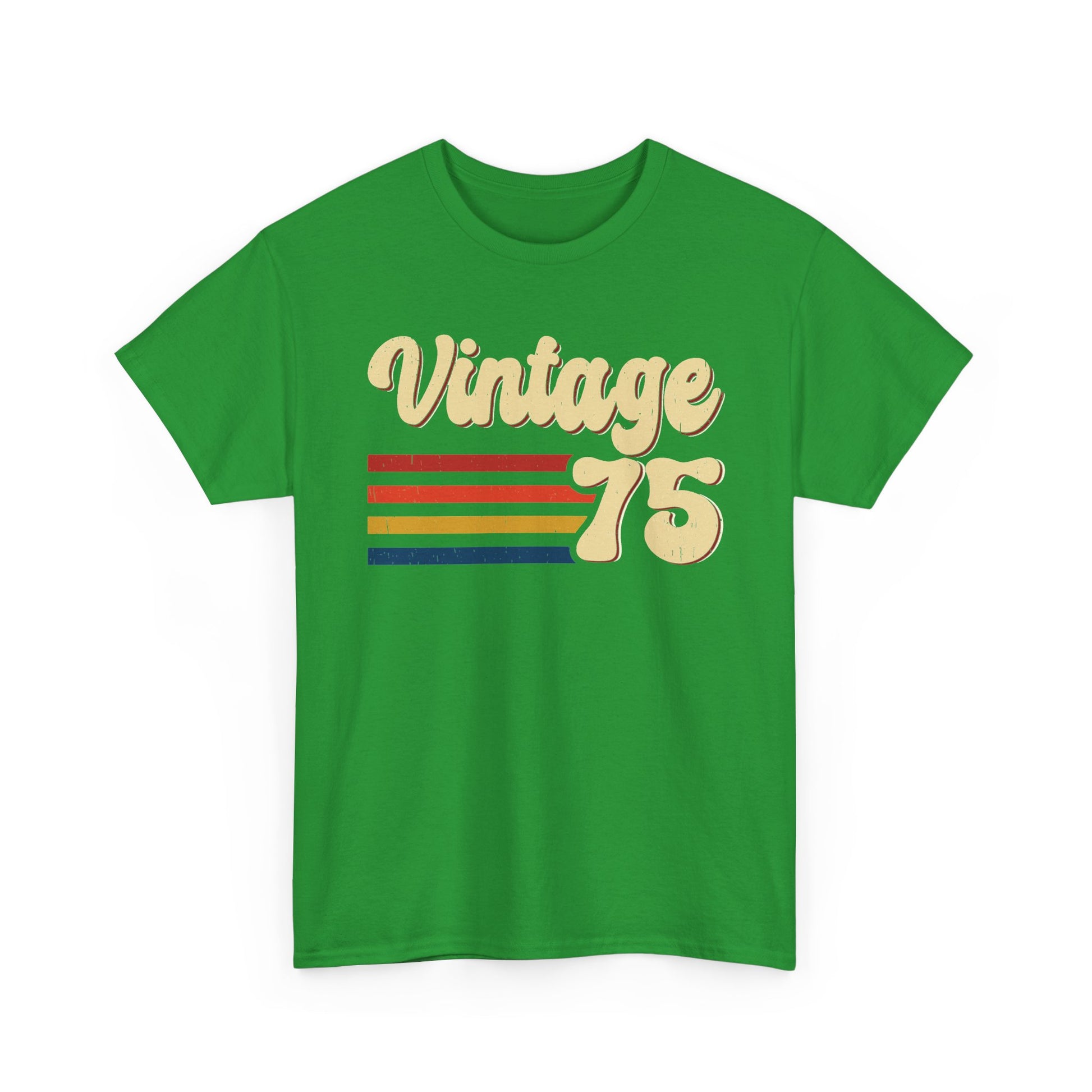 Irish Green Vintage 75 retro stripes t-shirt, front view