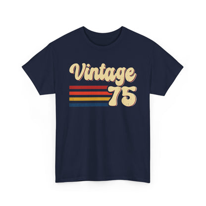 Navy Vintage 75 retro stripes t-shirt, front view