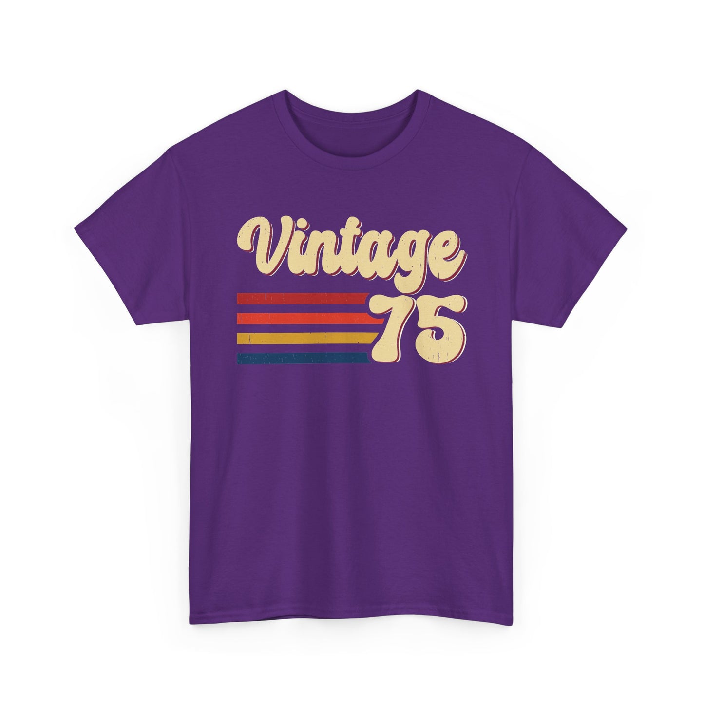 Purple Vintage 75 retro stripes t-shirt, front view