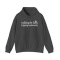 Dark Heather Walking By Faith Tripping Constantly hoodie, front view