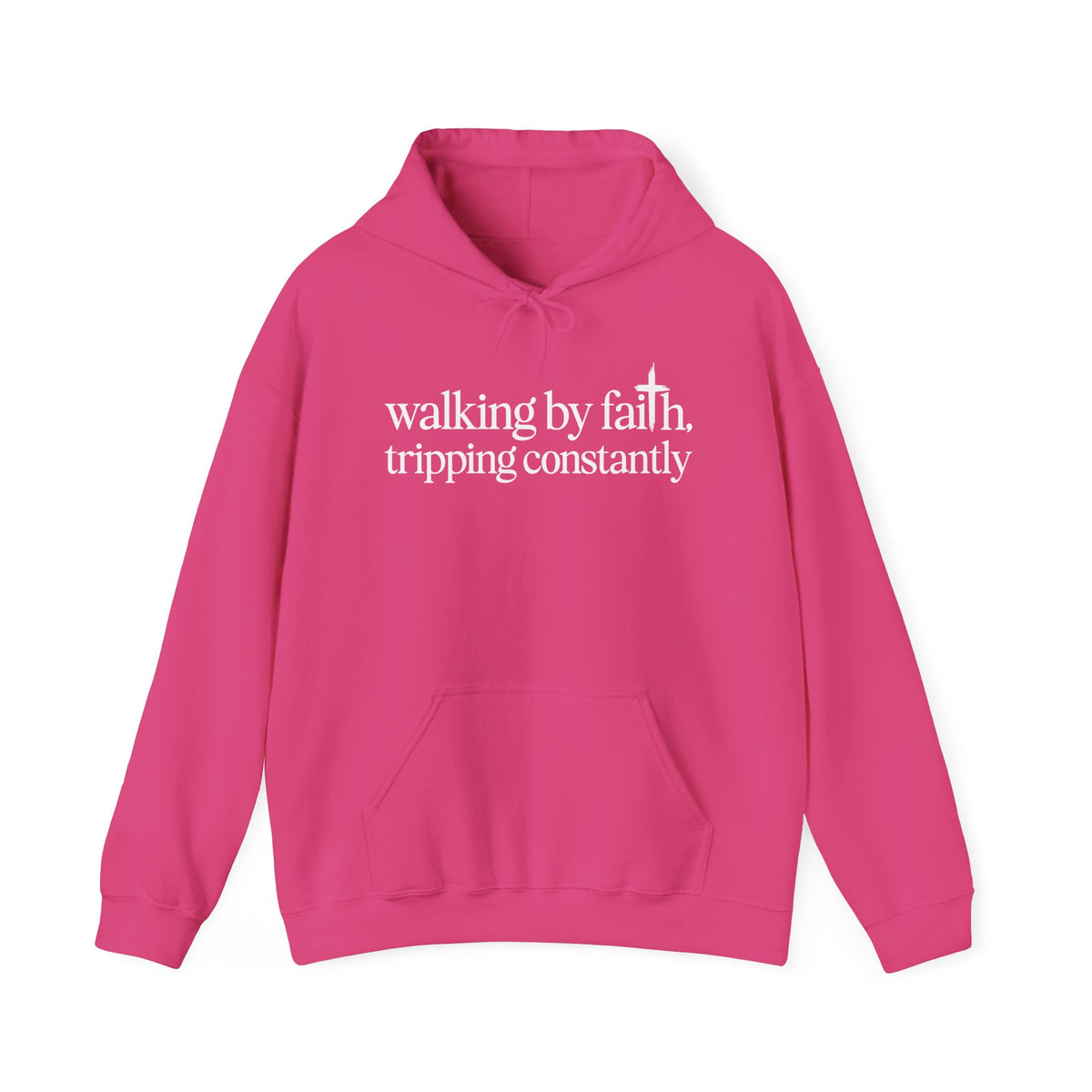 Heliconia Walking By Faith Tripping Constantly hoodie, front view