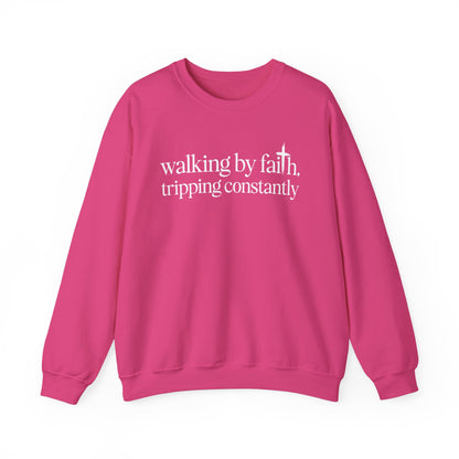 Heliconia Walking By Faith Tripping Constantly sweatshirt, front view