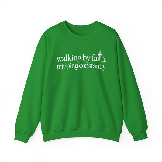 Irish Green Walking By Faith Tripping Constantly sweatshirt, front view
