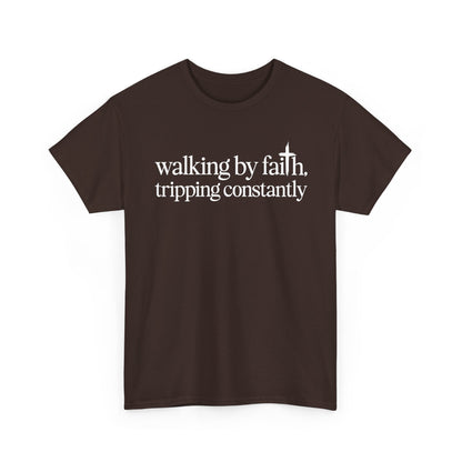Dark Chocolate Walking By Faith Tripping Constantly t-shirt, front view