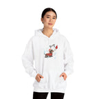 Model wearing the white Wiener Dog Boop Christmas Hoodie