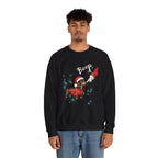 Model wearing the black Wiener Dog Boop Christmas Sweatshirt