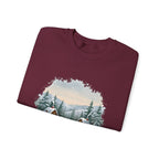Winter Wonderland Snowy Cabin Sweatshirt, folded